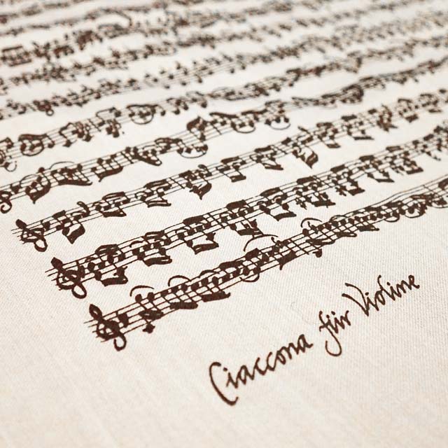 バッハ シャコンヌ 手捺染 ハンカチ 音楽雑貨