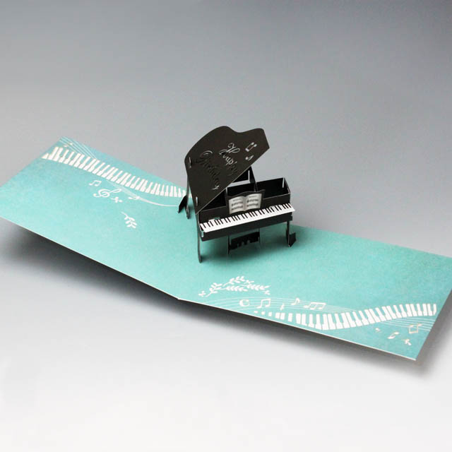 誕生カード 音楽切り絵とグランドピアノポップアップ 音楽雑貨 アクセサリー専門店 プレリュード