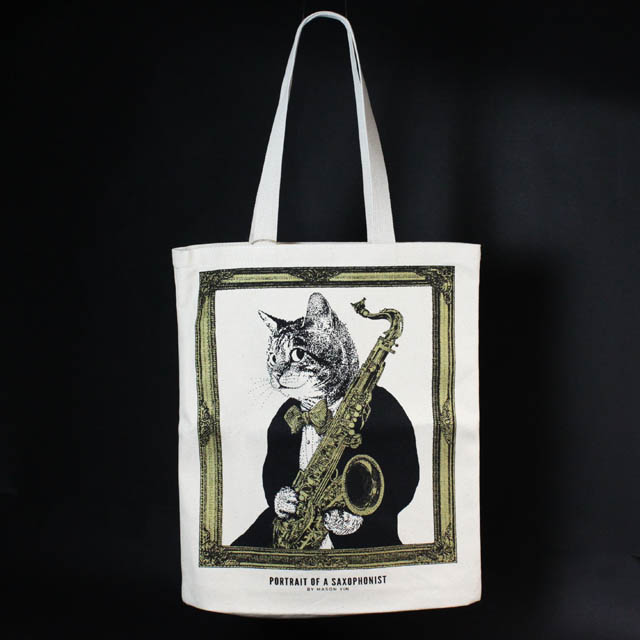 テナーサックス 厚手コットンキャンバス トート 音楽雑貨