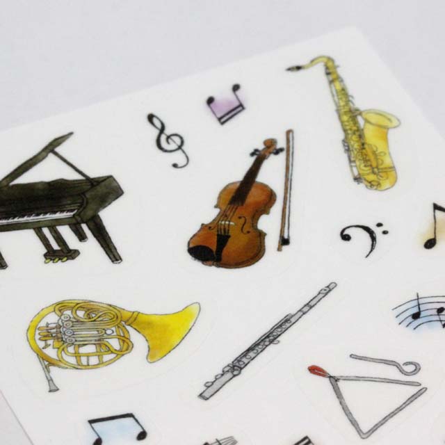 手帳に貼れるデコシール 楽器 音楽雑貨