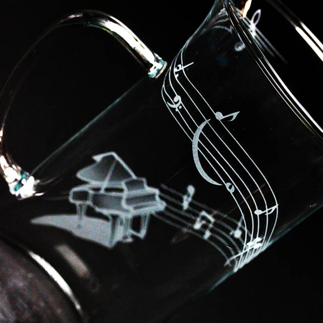 耐熱ガラス マグカップ グランドピアノ 音楽雑貨 音楽ギフト