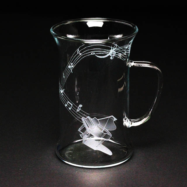 耐熱ガラス マグカップ グランドピアノ 音楽雑貨 音楽ギフト