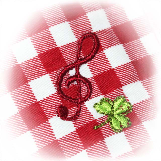 ギンガムチェック 音楽刺繍マスク ト音記号 音楽雑貨 音楽グッズ