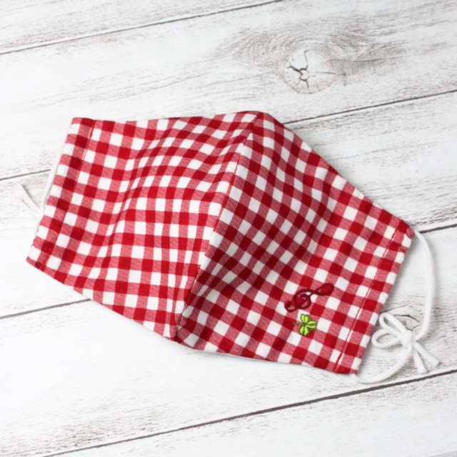 ギンガムチェック 音楽刺繍マスク ト音記号 音楽雑貨 音楽グッズ