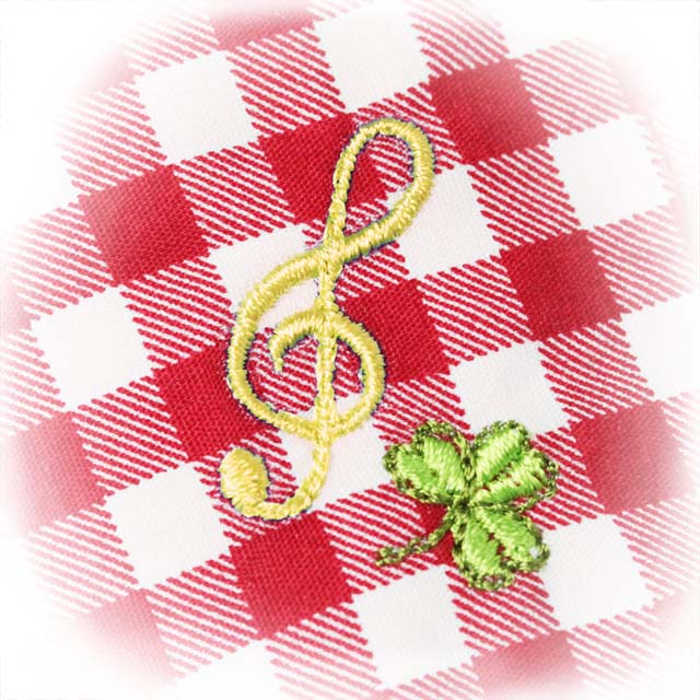 ギンガムチェック 音楽刺繍マスク ト音記号 音楽雑貨 音楽グッズ