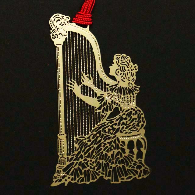 ハープを奏でる少女 harp きんのしおり 純金メッキ栞 音楽雑貨 音楽グッズ