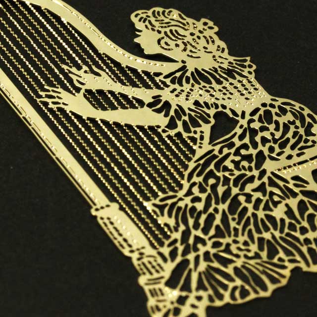 ハープを奏でる少女 harp きんのしおり 純金メッキ栞 音楽雑貨 音楽グッズ