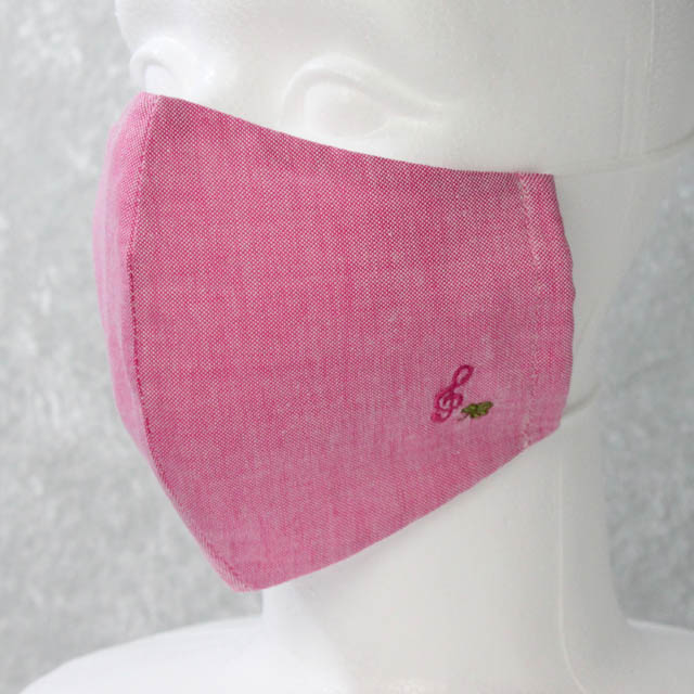 オックスフォード生地 音楽刺繍マスク ト音記号 音楽雑貨 音楽グッズ