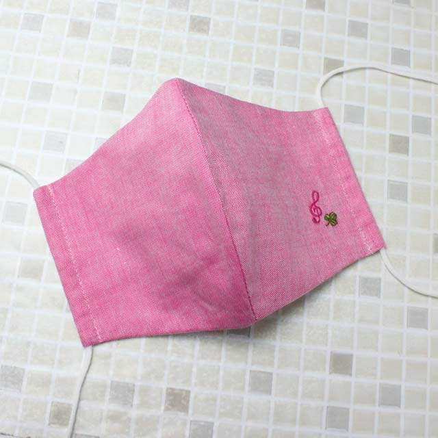 オックスフォード生地 音楽刺繍マスク ト音記号 音楽雑貨 音楽グッズ