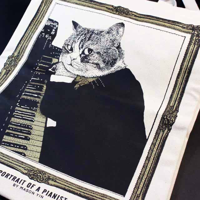 アップライトピアノ 厚手コットンキャンバス トート 音楽雑貨