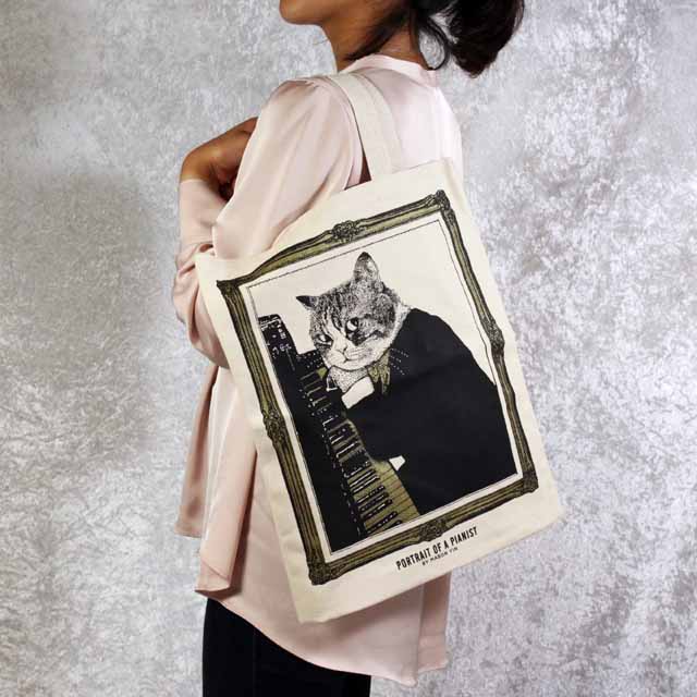 アップライトピアノ 厚手コットンキャンバス トート 音楽雑貨