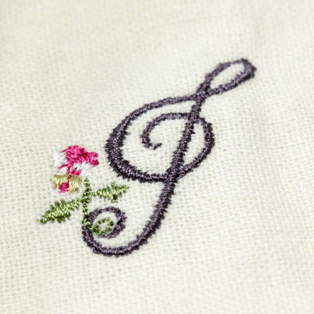 ミルクホワイト 音楽刺繍マスク ト音記号 音楽雑貨 音楽グッズ