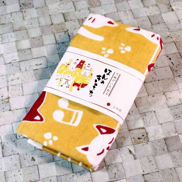 てぬぐいハンカチ 音符 ねこ 音楽雑貨 音楽グッズ