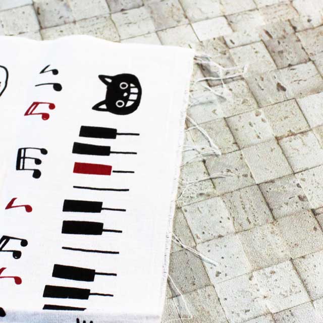 てぬぐい 音符 鍵盤 ねこ 音楽雑貨 音楽グッズ