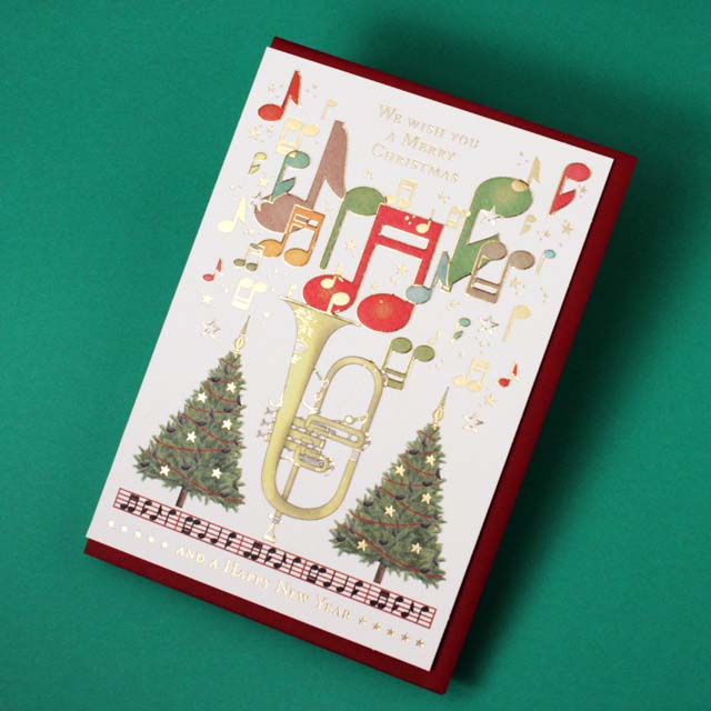 クリスマスカード ツリー フリューゲルホルン 音楽雑貨
