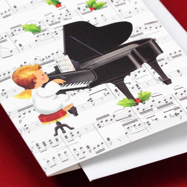 クリスマスカード グランドピアノ 天使 音楽雑貨