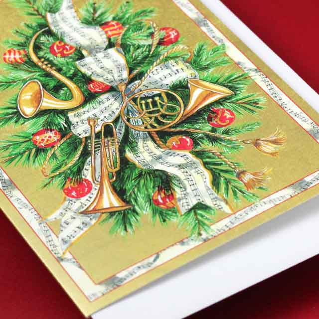 クリスマスカード リース サックス ホルン トランペット 音楽雑貨