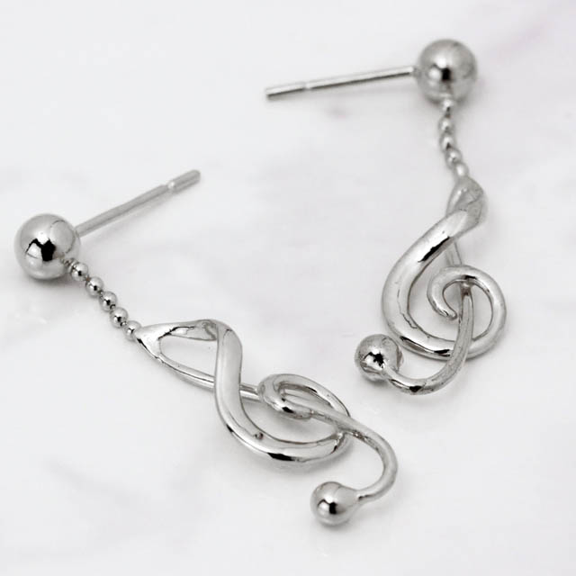 ト音記号 G_clef シルバー ピアス SV925 音楽雑貨 音楽アクセサリー