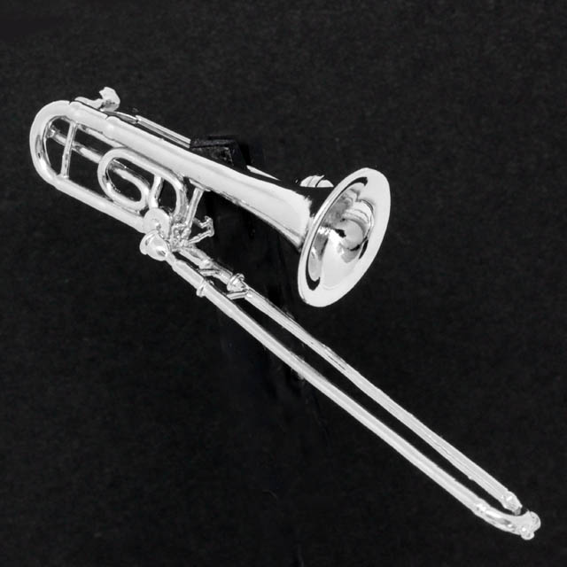 トロンボーン Trombone シルバー ブローチ SV925 音楽雑貨 音楽アクセサリー