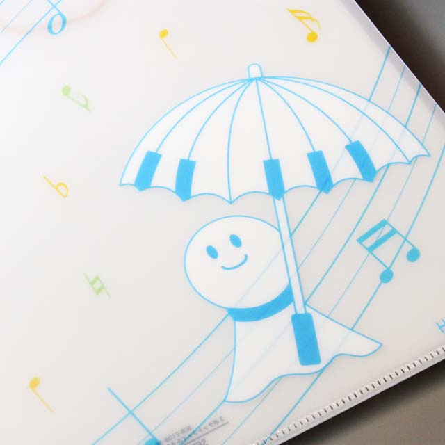 ト音記号と鍵盤てるてる某坊主 音楽雑貨 クリアファイル クリアフォルダ ピアノ