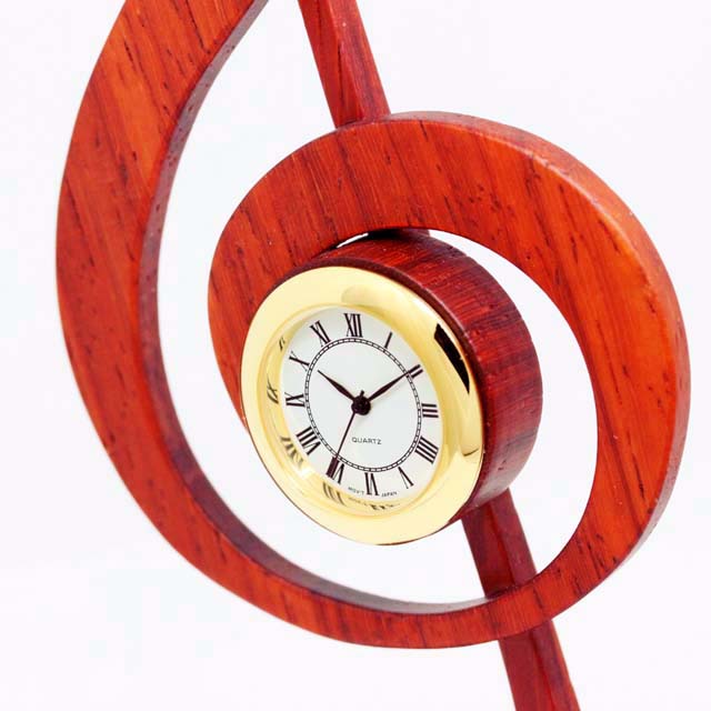 ト音記号 G_Clef 置時計 銘木 音楽雑貨