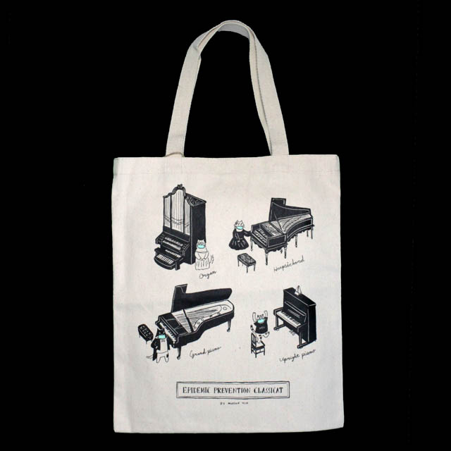鍵盤楽器たち ピアノ オルガン チェンバロ トートバッグ 音楽雑貨 音楽グッズ