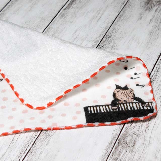 クマ ピアノ ShinziKatoh タオルハンカチ 音楽雑貨 音楽小物