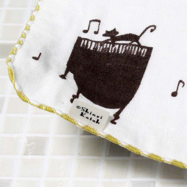 ShinziKatoh タオルハンカチ コンセール 猫ピアノ 451221 音楽雑貨