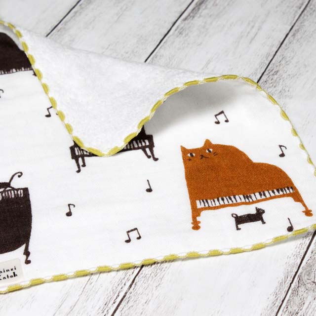 ネコチ ShinziKatoh タオルハンカチ コンセール 猫ピアノ 451221 音楽雑貨