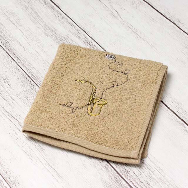 スケッチ刺繍 タオルハンカチ サックス 音楽雑貨 アクセサリー専門店 プレリュード