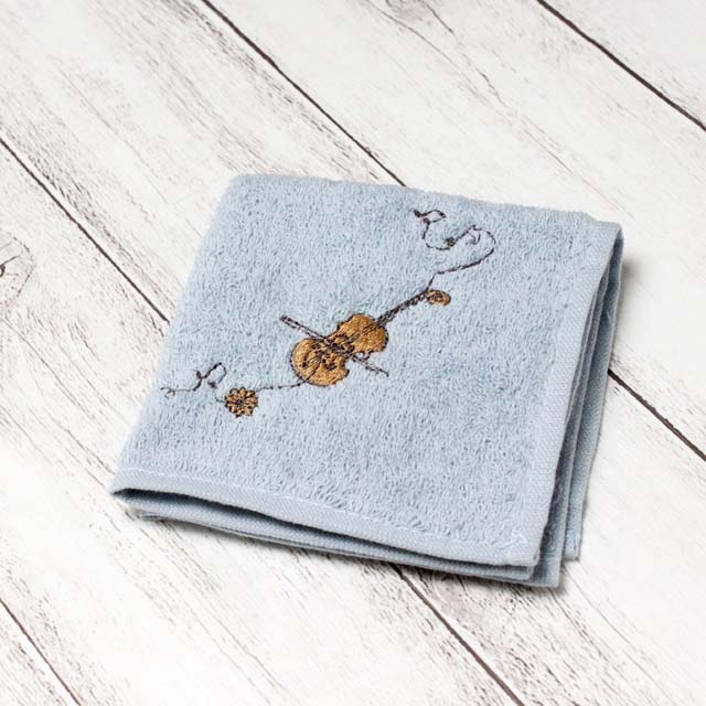 スケッチ刺繍 タオルハンカチ 《 ヴァイオリン 》 132504 音楽雑貨