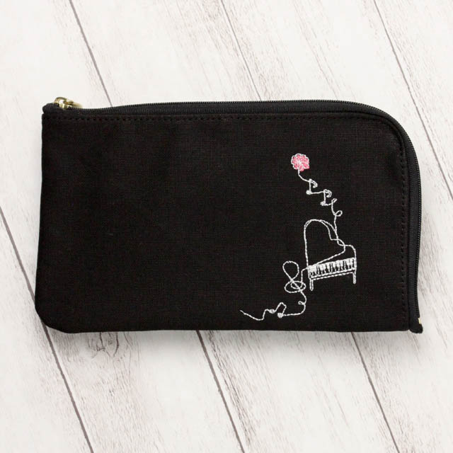 グランドピアノ マルチポーチ スケッチ刺繍 音楽雑貨