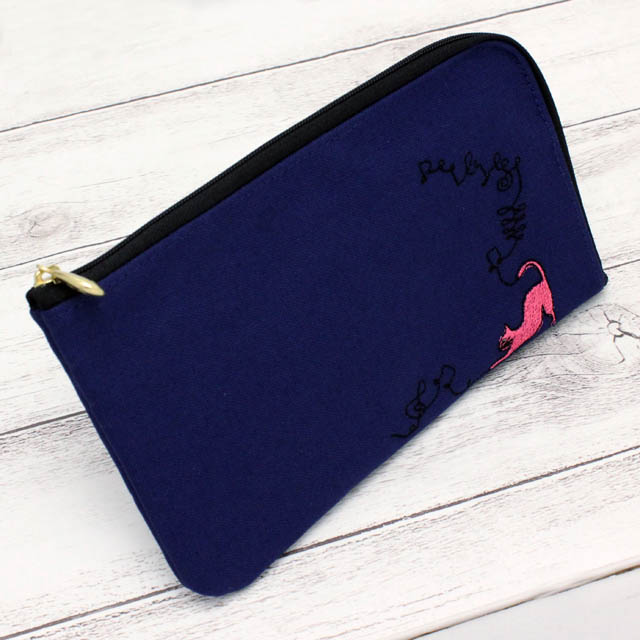 スケッチ刺繍 マルチポーチ 《音符とネコ》 132771 音楽雑貨