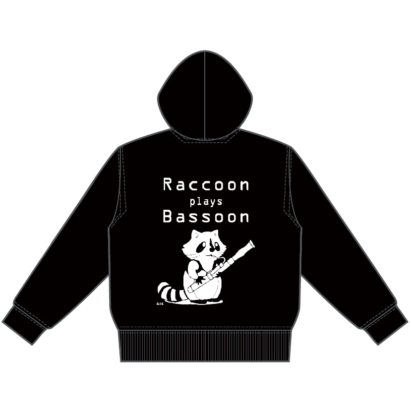 Raccoon plays Bassoon ファゴット バスーン パーカー 音楽雑貨 音楽グッズ