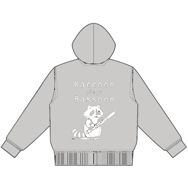 Raccoon plays Bassoon ファゴット バスーン パーカー 音楽雑貨 音楽グッズ