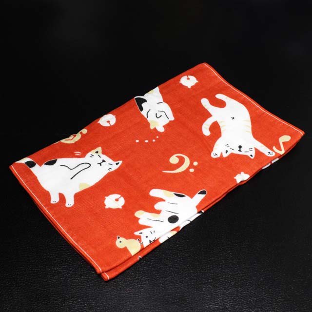 てぬぐいハンカチ 音符 ねこ 音楽雑貨 音楽グッズ