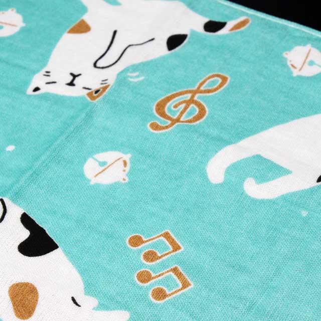 てぬぐいハンカチ 音符 ねこ 音楽雑貨 音楽グッズ