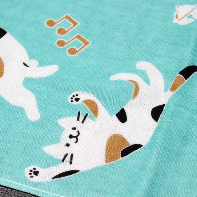 てぬぐいハンカチ 音符 ねこ 音楽雑貨 音楽グッズ