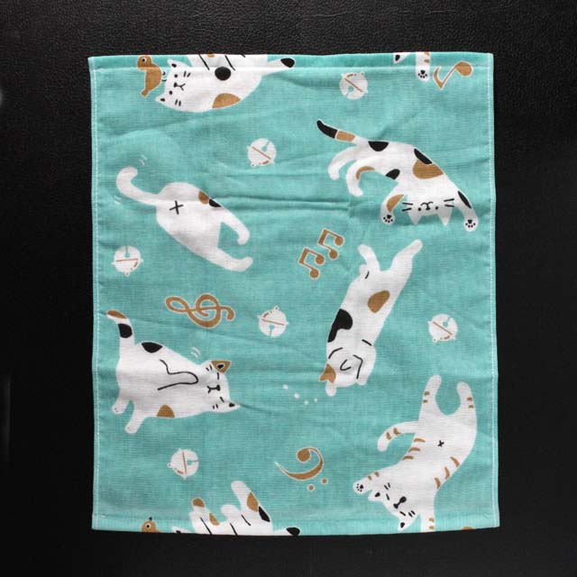てぬぐいハンカチ 音符 ねこ 音楽雑貨 音楽グッズ