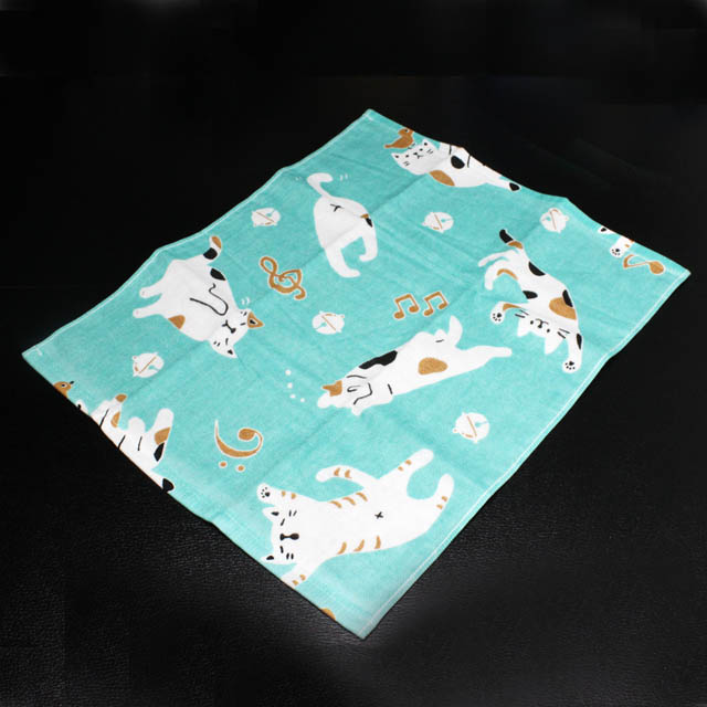 てぬぐいハンカチ 音符 ねこ 音楽雑貨 音楽グッズ