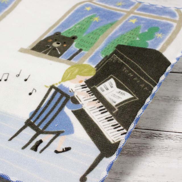 ShinziKatoh タオルハンカチ TON PIANO セレナーデ 音楽雑貨 音楽グッズ 発表会記念品