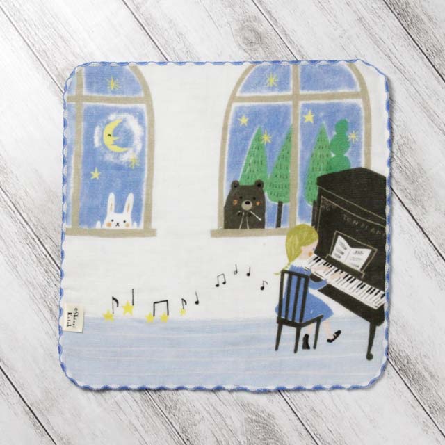 ShinziKatoh タオルハンカチ TON PIANO セレナーデ 音楽雑貨 音楽グッズ 発表会記念品