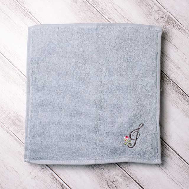 スケッチ刺繍 タオルハンカチ ト音記号 音楽雑貨 音楽グッズ