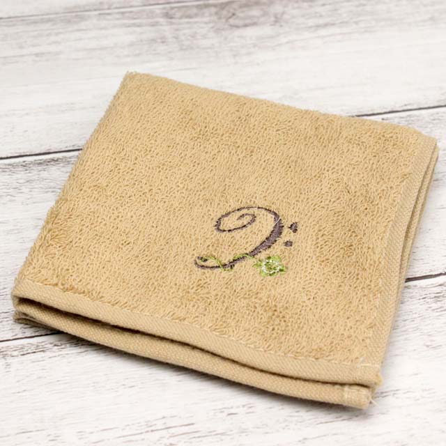 スケッチ刺繍 タオルハンカチ ヘ音記号 音楽雑貨 音楽グッズ