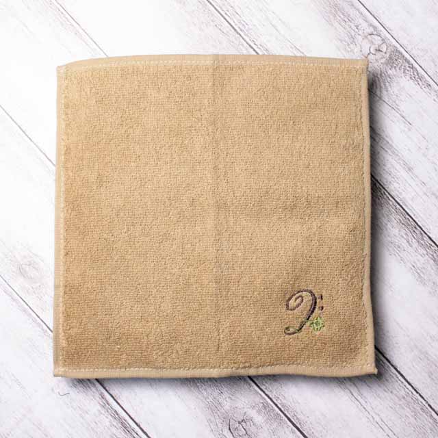スケッチ刺繍 タオルハンカチ ヘ音記号 音楽雑貨 音楽グッズ
