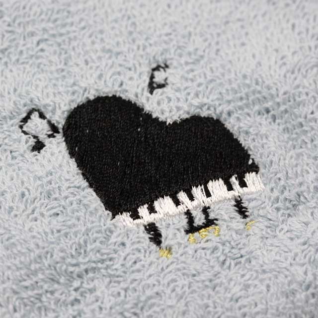 スケッチ刺繍 タオルハンカチ 《 グランドピアノと音符 》 133839 音楽
