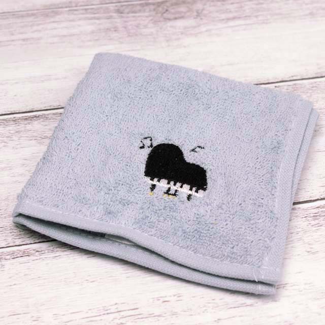 スケッチ刺繍 タオルハンカチ グランドピアノ 音楽雑貨 音楽グッズ