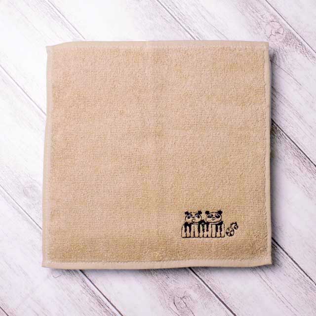 スケッチ刺繍 タオルハンカチ 《 パンダと鍵盤 》 133860 音楽