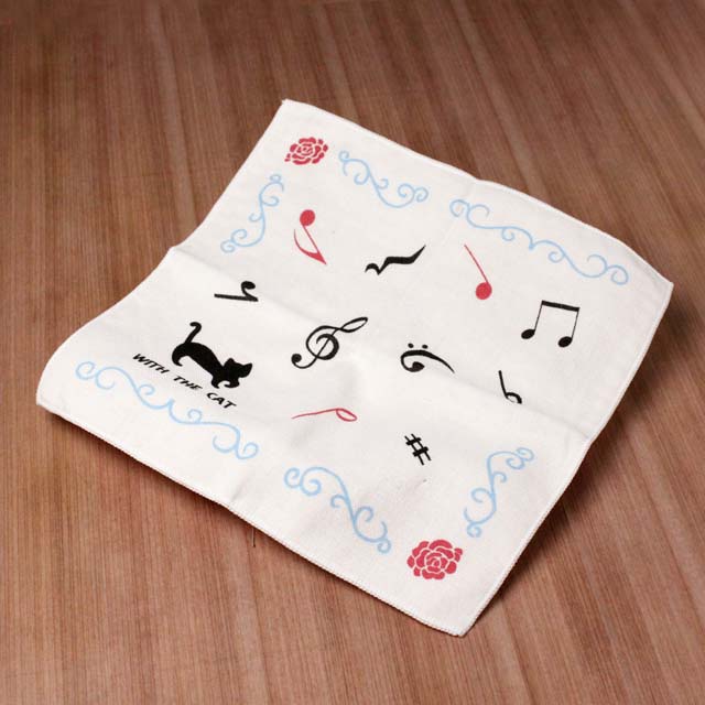 With the Cat ガーゼタオル 音符ブルー 227324 音楽雑貨・アクセサリー