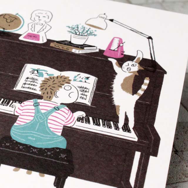 音楽の日常 絵葉書 ポストカード 拍子 リズム ピアノ